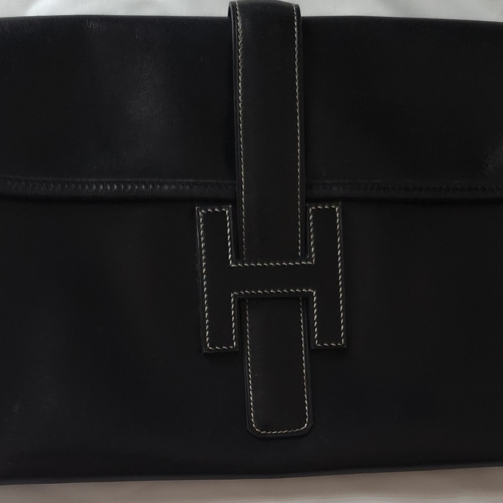 Hermes Jige Box Leather PM Vintage Clutch